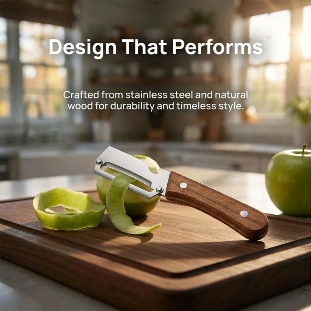 2 Pack Vegetable Peeler with Bottle Opener Stainless Steel Wood Handle Slicer
